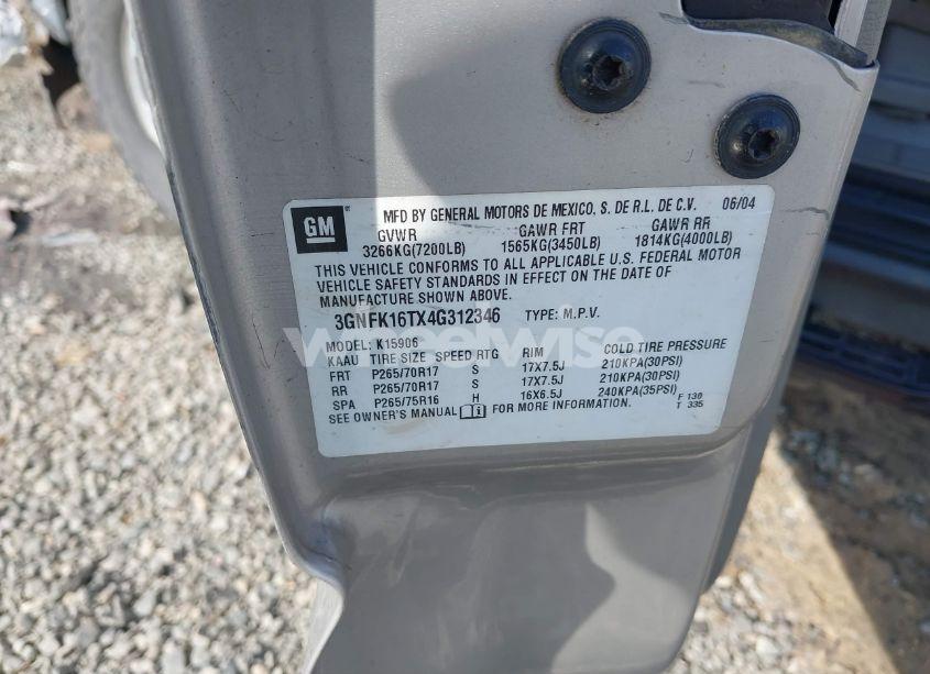 Photo 9 of 2004 Chevrolet Suburban 1500 Z71 (VIN 3GNFK16TX4G312346)