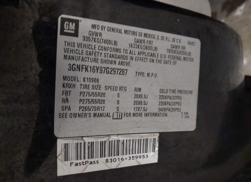 Photo 9 of 2007 Chevrolet Suburban 1500 LTZ (VIN 3GNFK16Y97G297287)