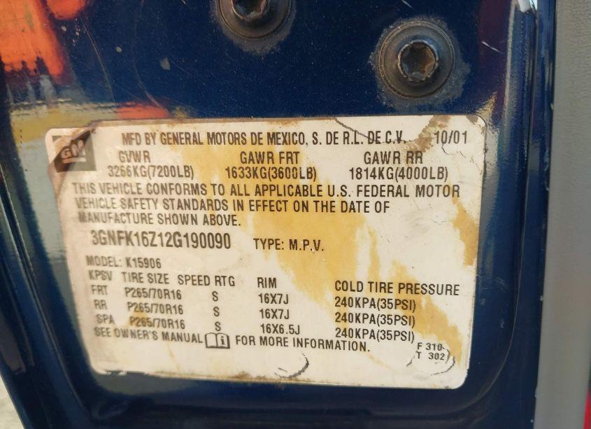 Photo 9 of 2002 Chevrolet Suburban 1500 LS (VIN 3GNFK16Z12G190090)