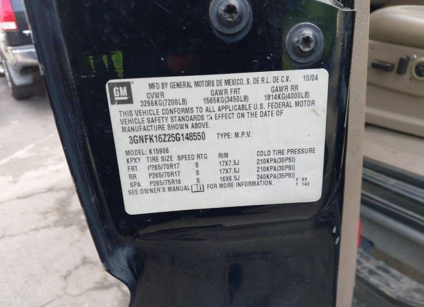 Photo 9 of 2005 Chevrolet Suburban 1500 Z71 (VIN 3GNFK16Z25G148550)