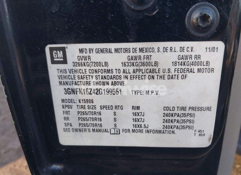 Photo 9 of 2002 Chevrolet Suburban 1500 LT (VIN 3GNFK16Z42G199561)