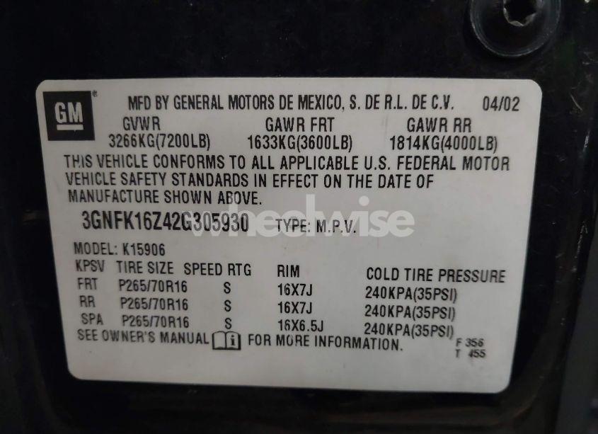 Photo 9 of 2002 Chevrolet Suburban 1500 LT (VIN 3GNFK16Z42G305930)