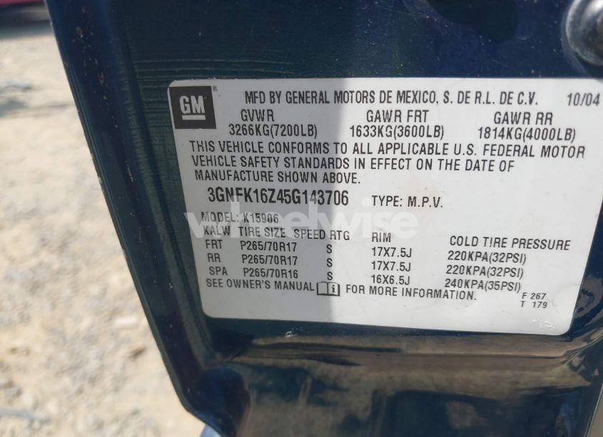 Photo 9 of 2005 Chevrolet Suburban 1500 LT (VIN 3GNFK16Z45G143706)