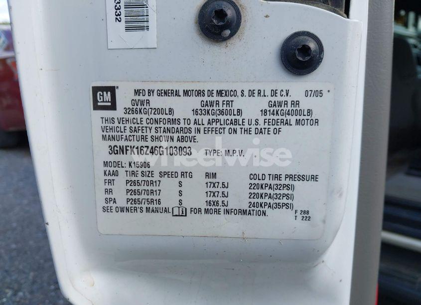 Photo 9 of 2006 Chevrolet Suburban 1500 LT (VIN 3GNFK16Z46G103093)