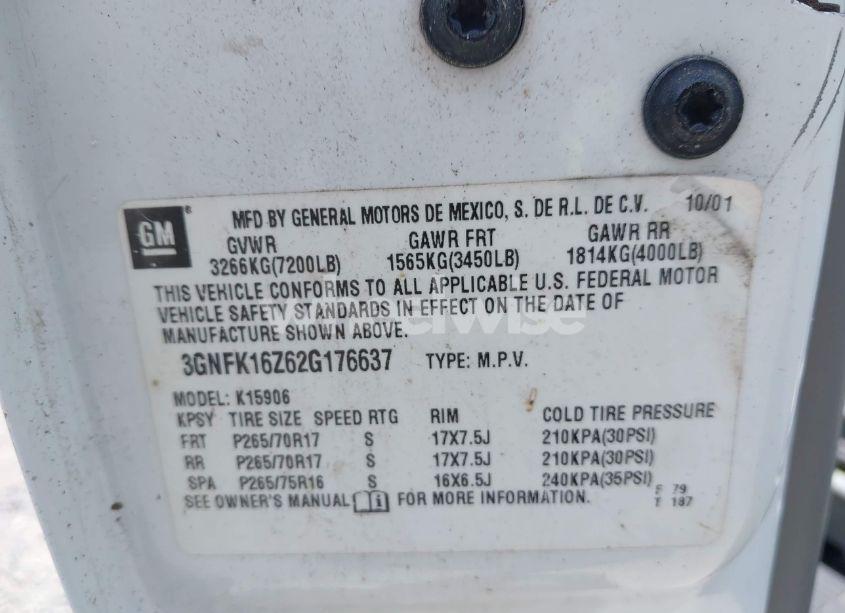 Photo 9 of 2002 Chevrolet Suburban 1500 Z71 (VIN 3GNFK16Z62G176637)