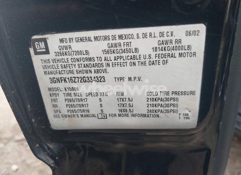 Photo 9 of 2002 Chevrolet Suburban 1500 Z71 (VIN 3GNFK16Z72G334323)