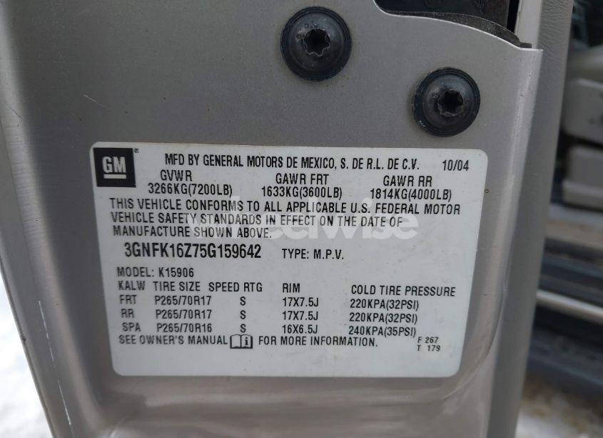 Photo 9 of 2005 Chevrolet Suburban 1500 LT (VIN 3GNFK16Z75G159642)