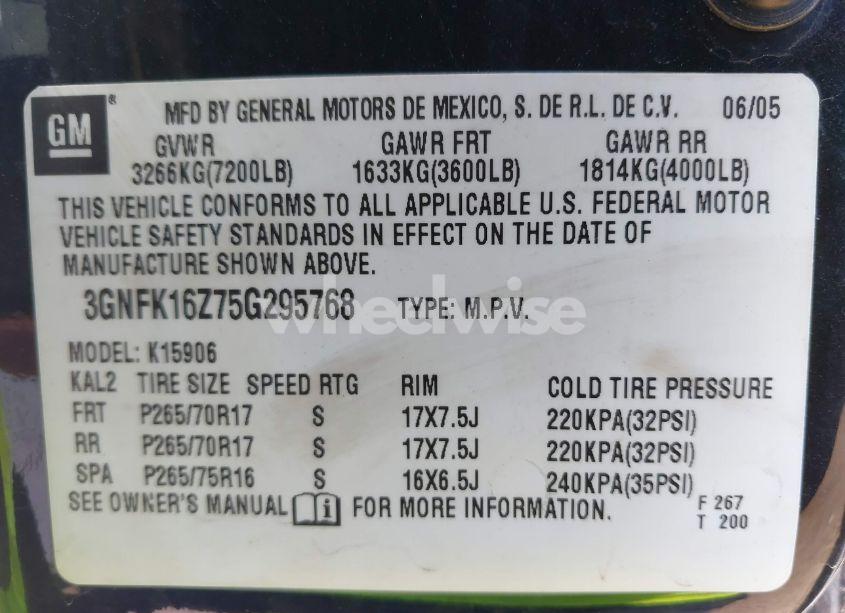 Photo 9 of 2005 Chevrolet Suburban 1500 LT (VIN 3GNFK16Z75G295768)