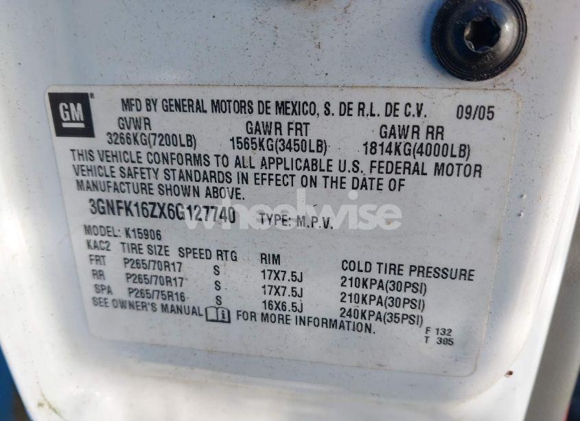 Photo 9 of 2006 Chevrolet Suburban 1500 Z71 (VIN 3GNFK16ZX6G127740)