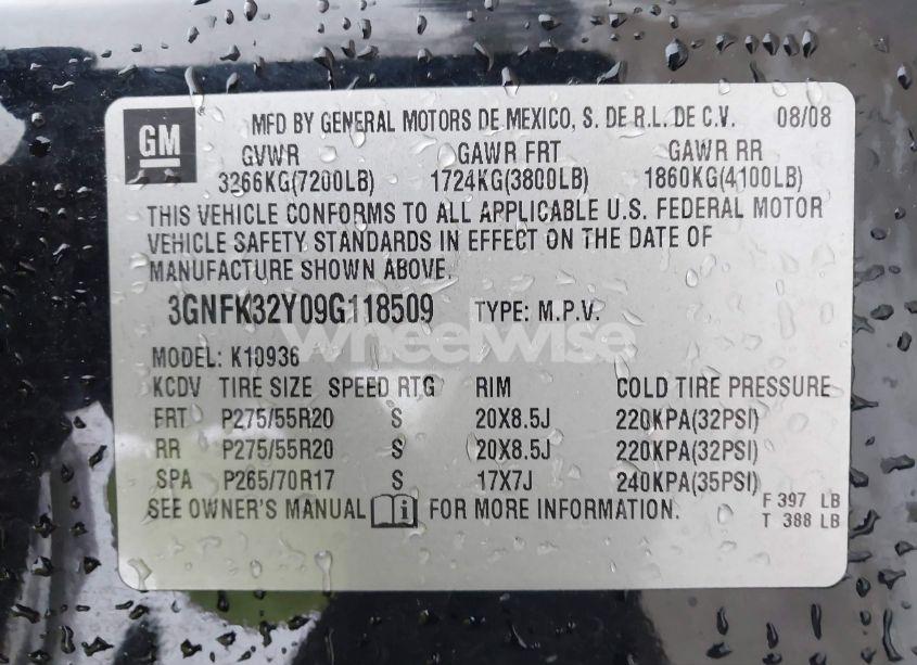 Photo 9 of 2009 Chevrolet Avalanche 1500 LTZ (VIN 3GNFK32Y09G118509)