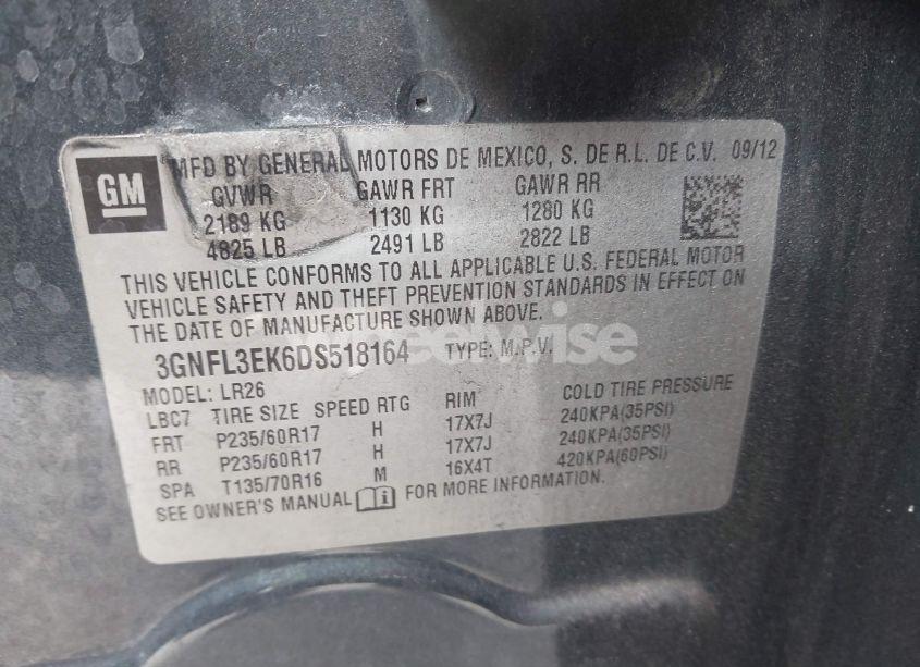 Photo 9 of 2013 Chevrolet Captiva SPORT LT (VIN 3GNFL3EK6DS518164)