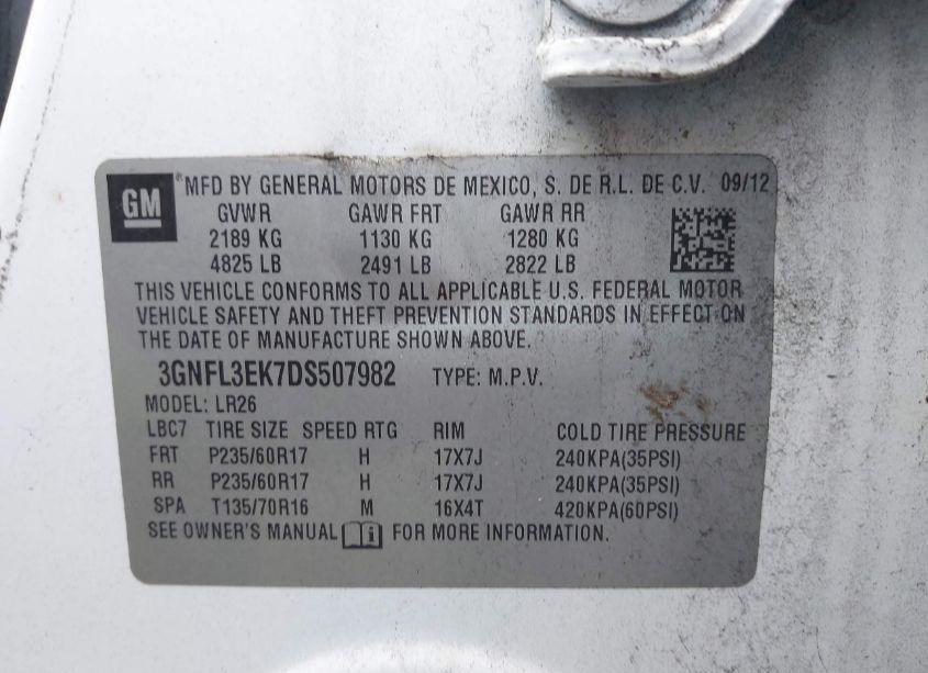 Photo 9 of 2013 Chevrolet Captiva SPORT LT (VIN 3GNFL3EK7DS507982)