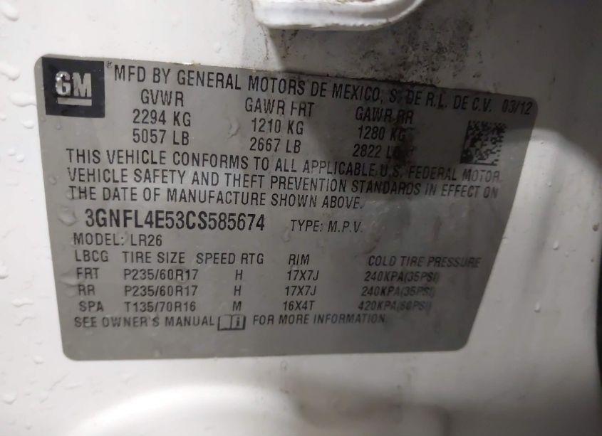 Photo 9 of 2012 Chevrolet Captiva SPORT FLEET LTZ (VIN 3GNFL4E53CS585674)