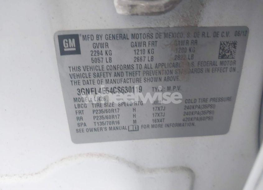 Photo 9 of 2012 Chevrolet Captiva SPORT LTZ (VIN 3GNFL4E54CS630119)