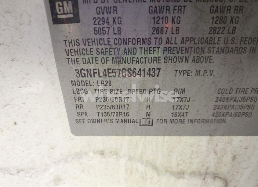 Photo 9 of 2012 Chevrolet Captiva SPORT LTZ (VIN 3GNFL4E57CS641437)