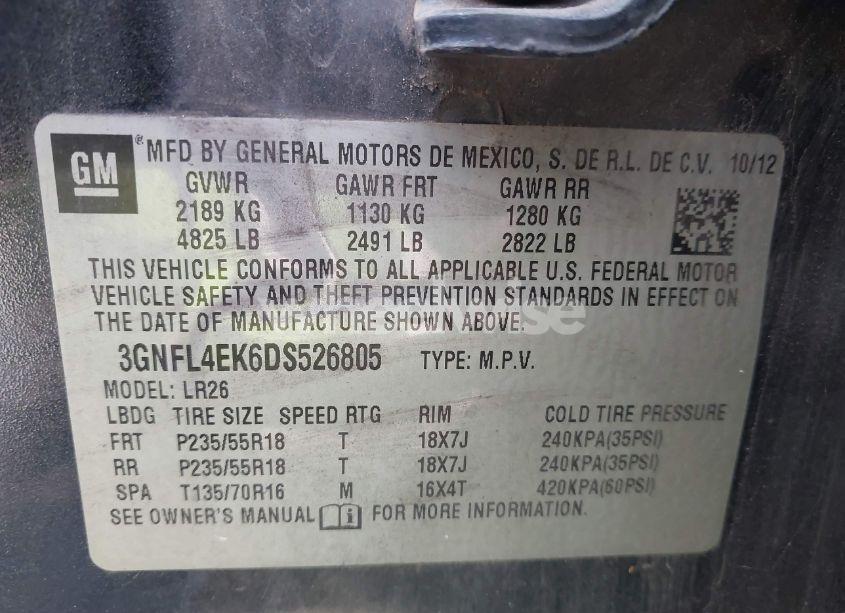 Photo 9 of 2013 Chevrolet Captiva SPORT LTZ (VIN 3GNFL4EK6DS526805)