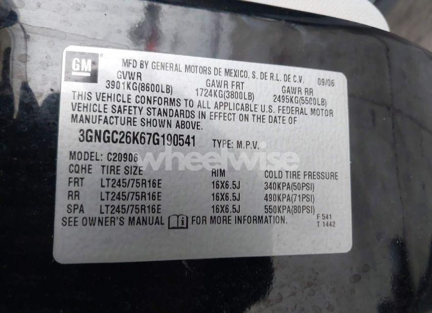 Photo 9 of 2007 Chevrolet Suburban 2500 LT (VIN 3GNGC26K67G190541)