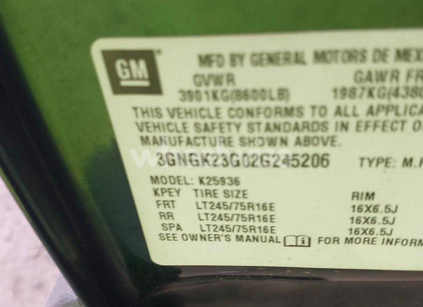 Photo 9 of 2002 Chevrolet Avalanche 2500 (VIN 3GNGK23G02G245206)
