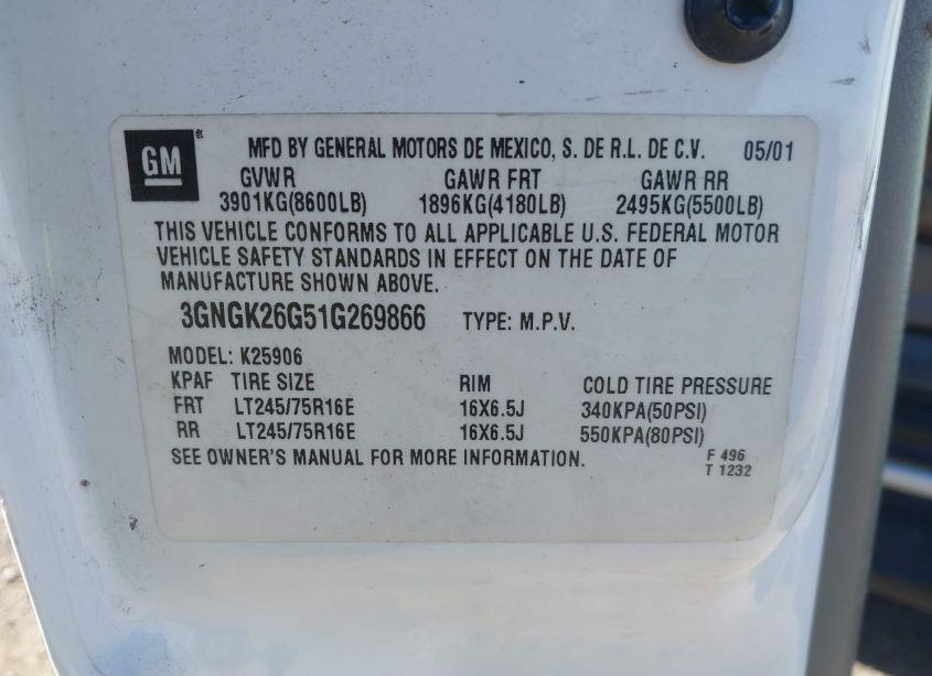 Photo 9 of 2001 Chevrolet Suburban 2500 LT (VIN 3GNGK26G51G269866)