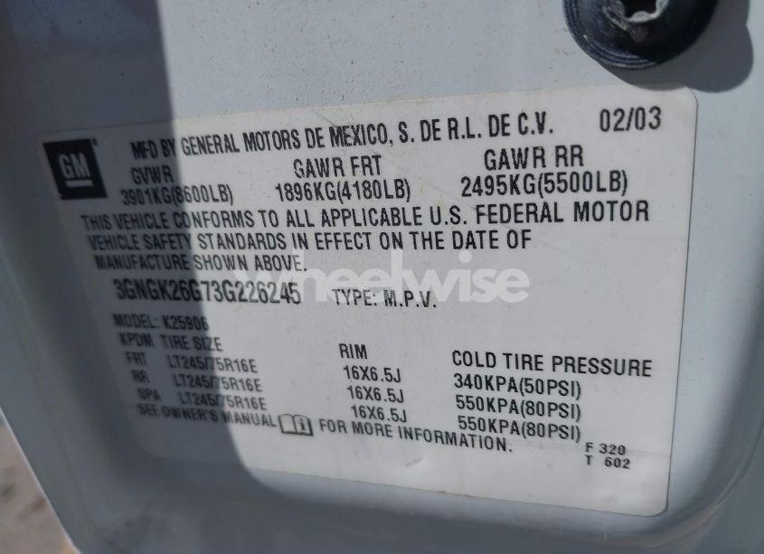 Photo 9 of 2003 Chevrolet Suburban 2500 LS (VIN 3GNGK26G73G226245)