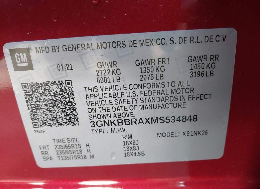 Photo 9 of 2021 Chevrolet Blazer FWD 1LT (VIN 3GNKBBRAXMS534848)