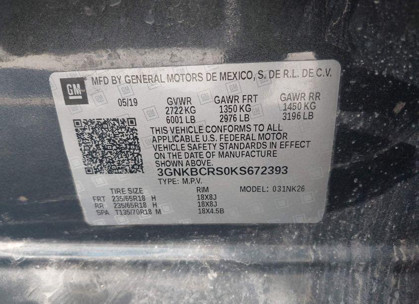 Photo 9 of 2019 Chevrolet Blazer (VIN 3GNKBCRS0KS672393)