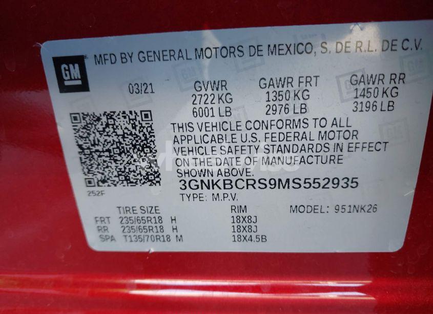 Photo 9 of 2021 Chevrolet Blazer FWD 2LT (VIN 3GNKBCRS9MS552935)