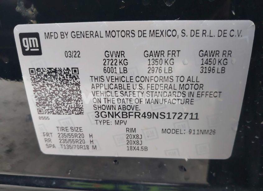 Photo 9 of 2022 Chevrolet Blazer FWD PREMIER (VIN 3GNKBFR49NS172711)