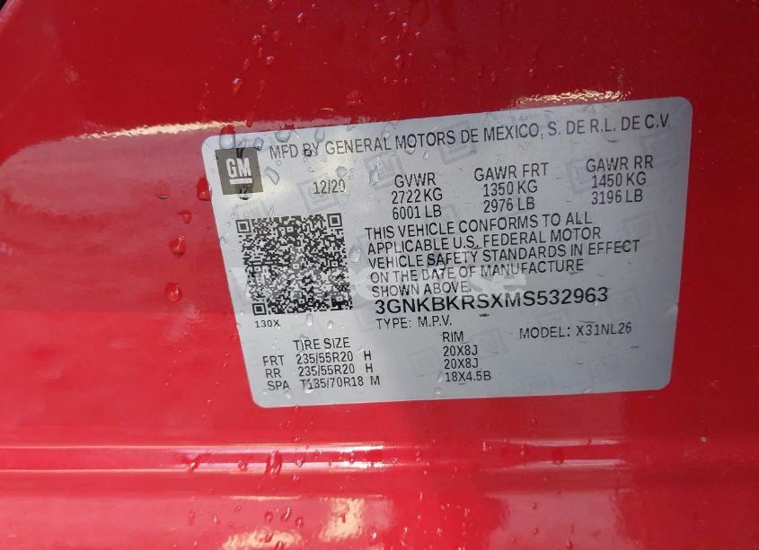 Photo 9 of 2021 Chevrolet Blazer AWD RS (VIN 3GNKBKRSXMS532963)