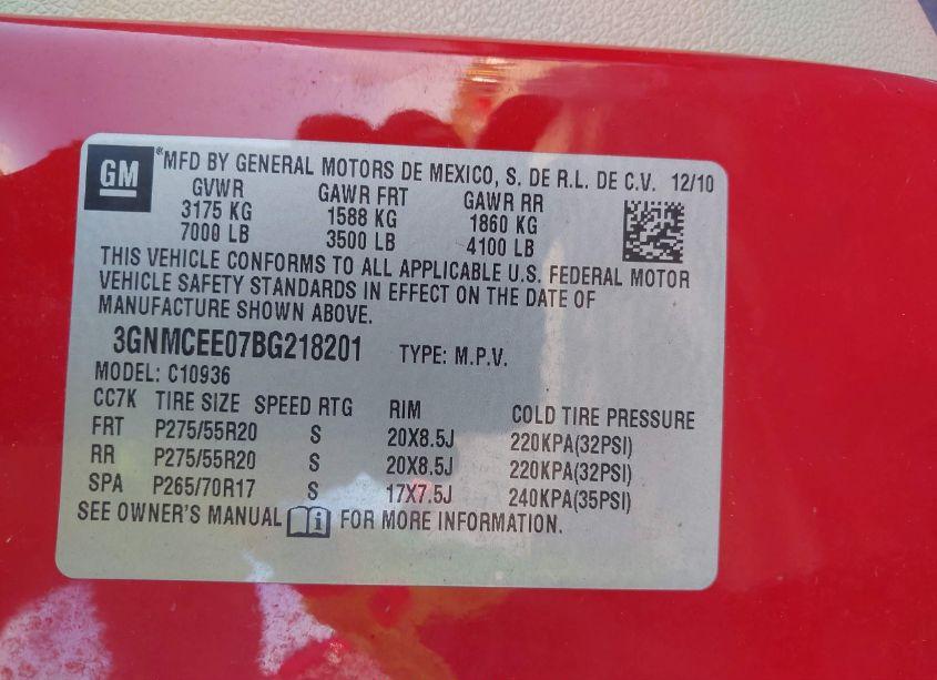 Photo 9 of 2011 Chevrolet Avalanche 1500 LS (VIN 3GNMCEE07BG218201)