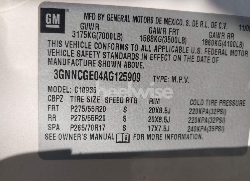 Photo 9 of 2010 Chevrolet Avalanche 1500 LTZ (VIN 3GNNCGE04AG125909)