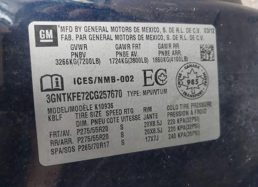 Photo 9 of 2012 Chevrolet Avalanche 1500 LT1 (VIN 3GNTKFE72CG257670)