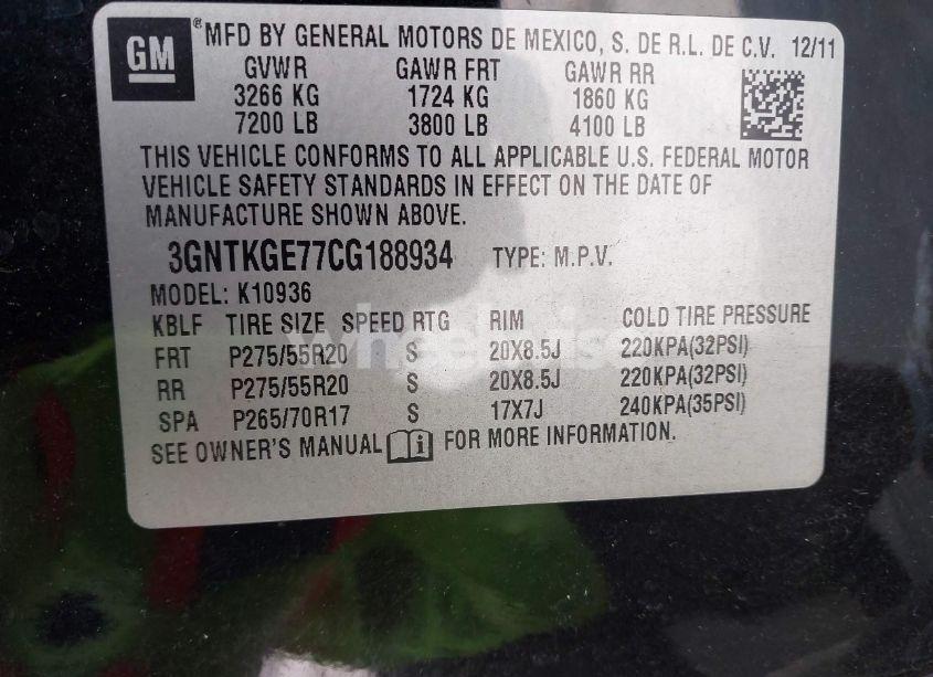 Photo 9 of 2012 Chevrolet Avalanche 1500 LTZ (VIN 3GNTKGE77CG188934)