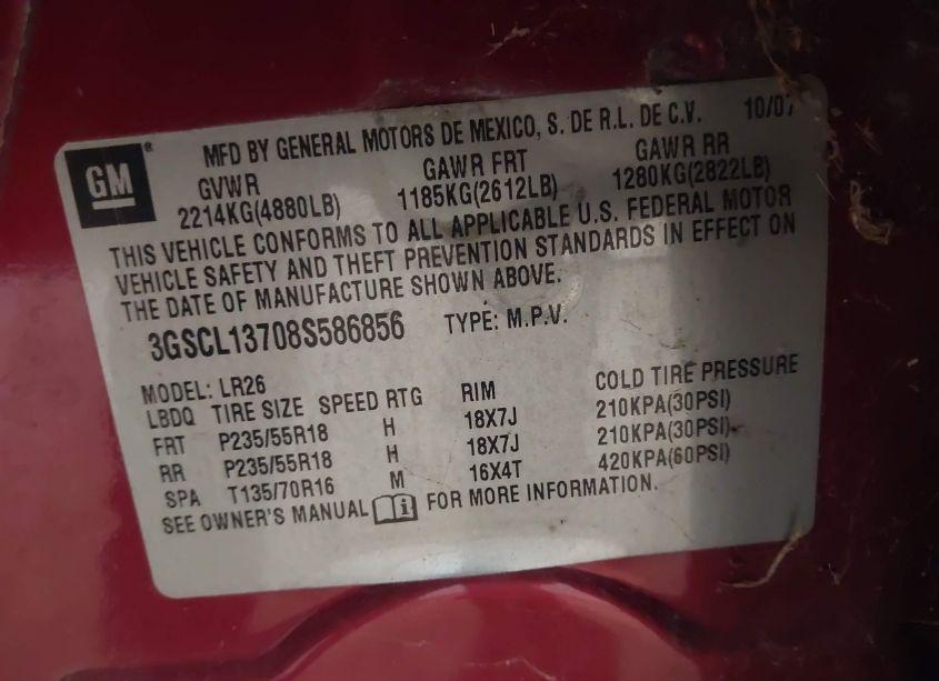 Photo 9 of 2008 Saturn Vue RED LINE (VIN 3GSCL13708S586856)
