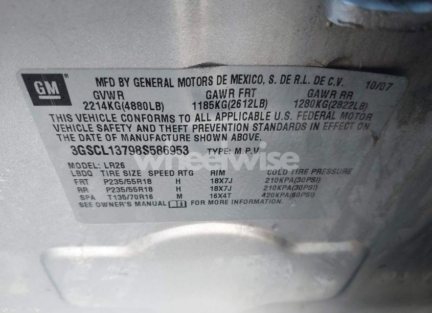 Photo 9 of 2008 Saturn Vue RED LINE (VIN 3GSCL13798S586953)