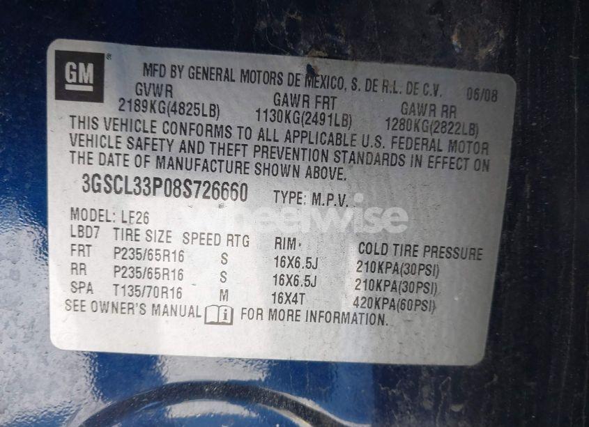 Photo 9 of 2008 Saturn Vue XE (VIN 3GSCL33P08S726660)