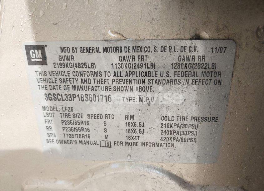 Photo 9 of 2008 Saturn Vue 4-CYL XE (VIN 3GSCL33P18S601716)