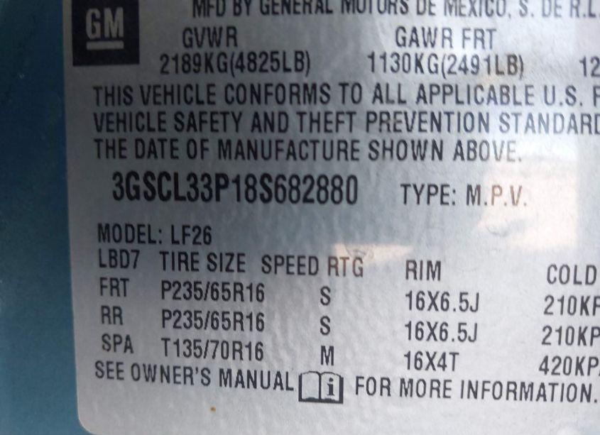 Photo 9 of 2008 Saturn Vue 4-CYL XE (VIN 3GSCL33P18S682880)