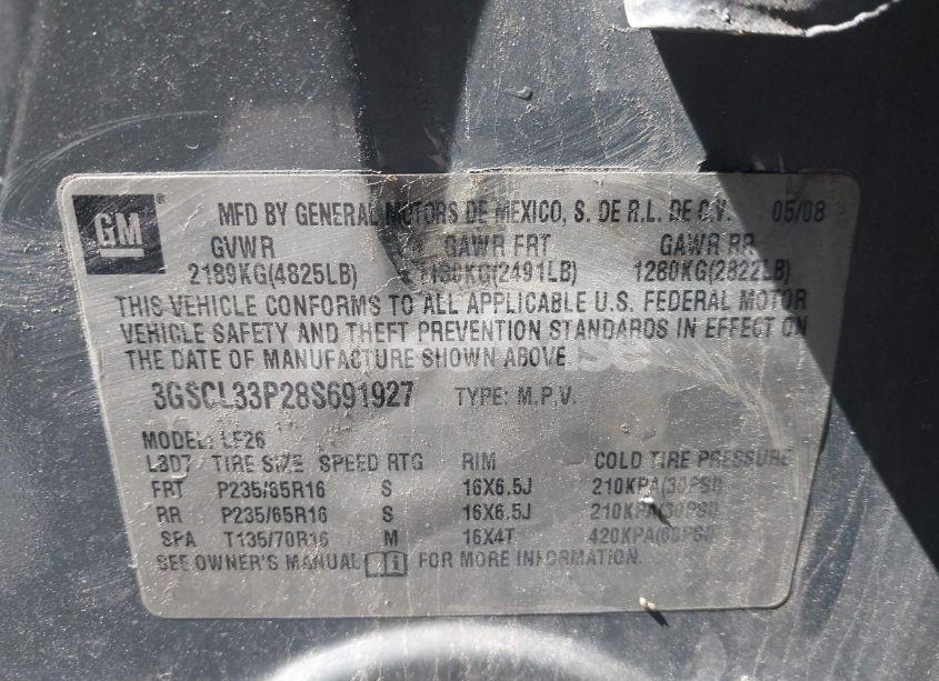 Photo 9 of 2008 Saturn Vue XE (VIN 3GSCL33P28S691927)