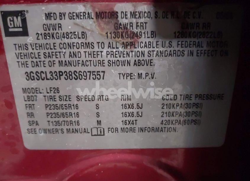 Photo 9 of 2008 Saturn Vue 4-CYL XE (VIN 3GSCL33P38S697557)
