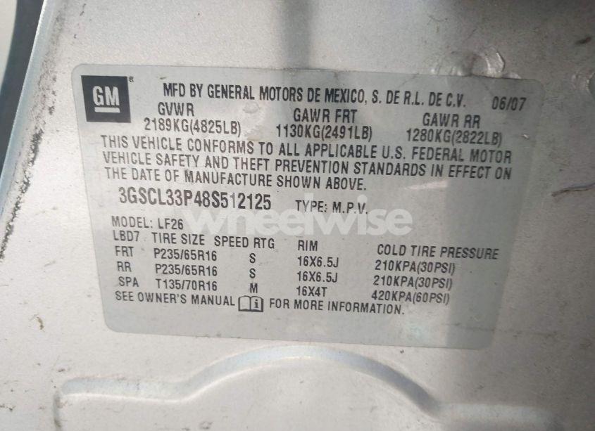 Photo 9 of 2008 Saturn Vue XE (VIN 3GSCL33P48S512125)