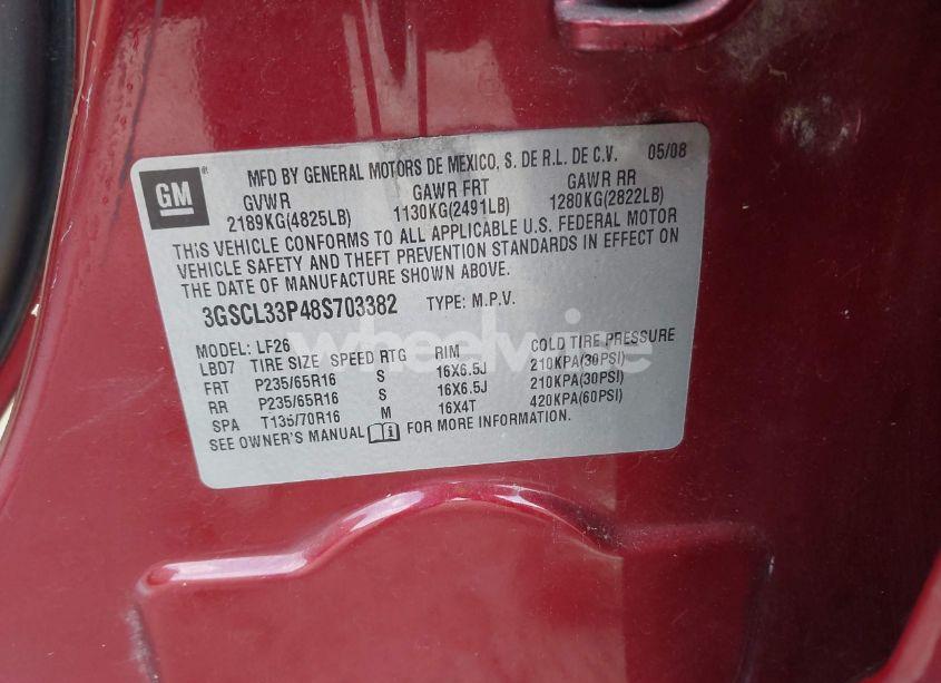 Photo 9 of 2008 Saturn Vue XE (VIN 3GSCL33P48S703382)