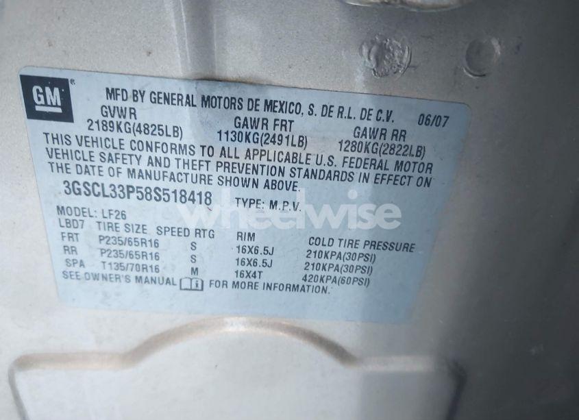 Photo 9 of 2008 Saturn Vue 4-CYL XE (VIN 3GSCL33P58S518418)