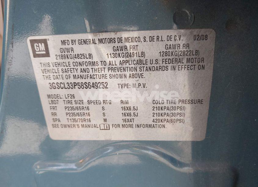 Photo 9 of 2008 Saturn Vue 4-CYL XE (VIN 3GSCL33P58S649252)