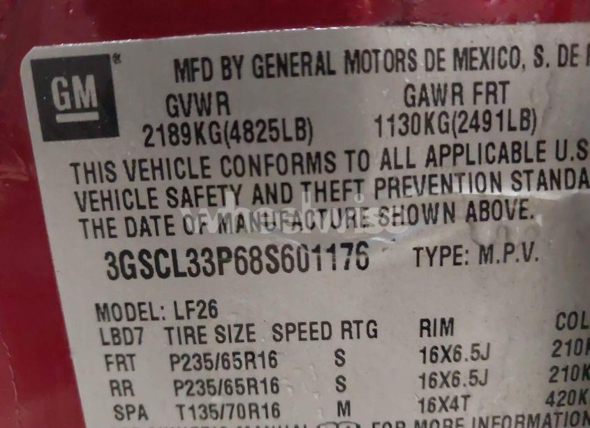 Photo 9 of 2008 Saturn Vue XE (VIN 3GSCL33P68S601176)