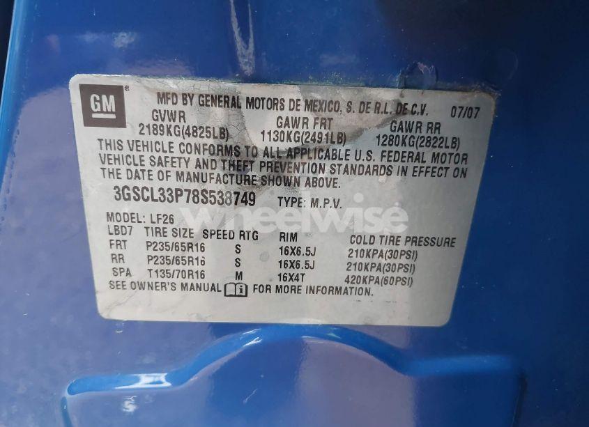 Photo 9 of 2008 Saturn Vue 4-CYL XE (VIN 3GSCL33P78S538749)