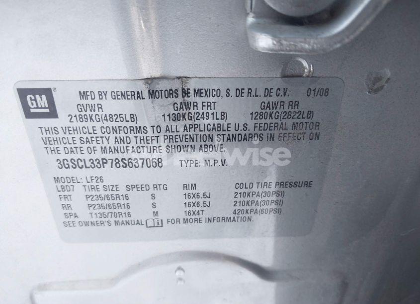 Photo 9 of 2008 Saturn Vue 4-CYL XE (VIN 3GSCL33P78S637068)