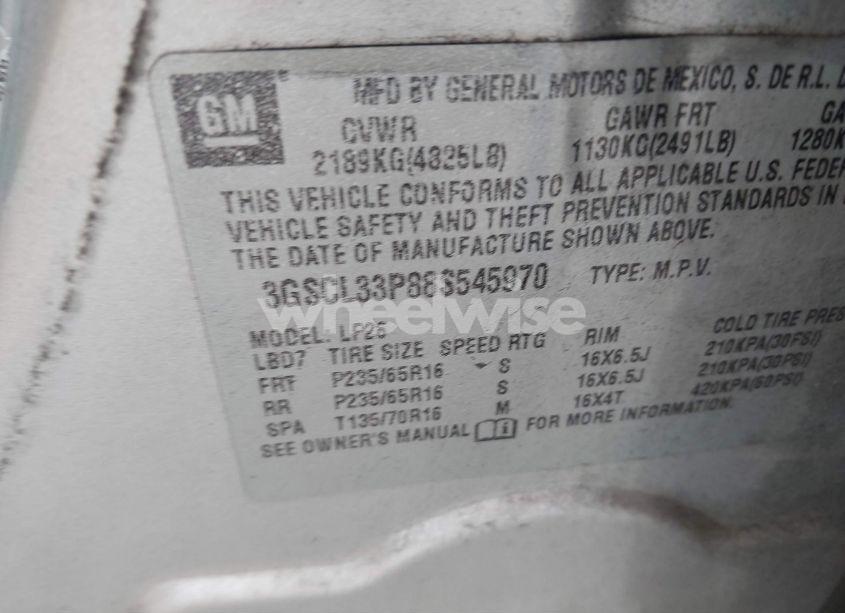 Photo 9 of 2008 Saturn Vue XE (VIN 3GSCL33P88S545970)