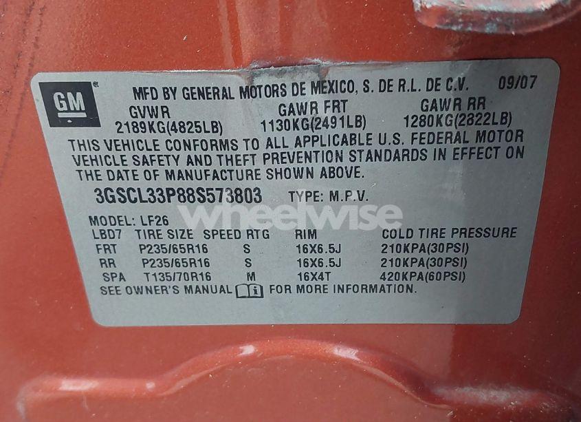 Photo 9 of 2008 Saturn Vue XE (VIN 3GSCL33P88S573803)