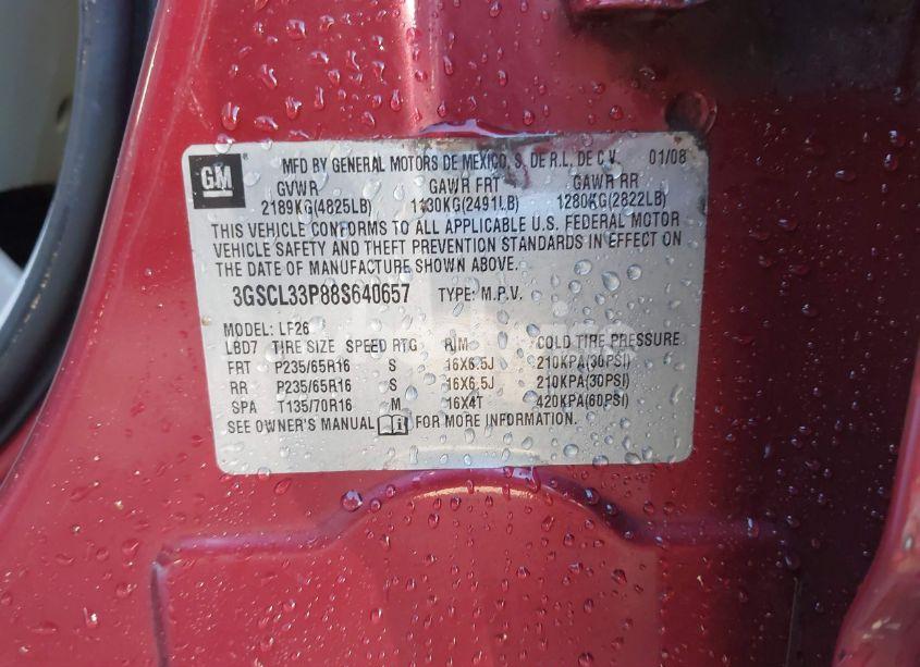 Photo 9 of 2008 Saturn Vue 4-CYL XE (VIN 3GSCL33P88S640657)